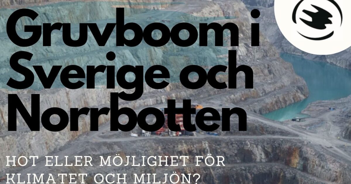 Flyer för gruvkonferens. 3 olika bilder på tre deltagare som kollar in i kameran.